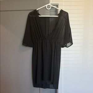 Black Sheer V-Neck Swim Coverup